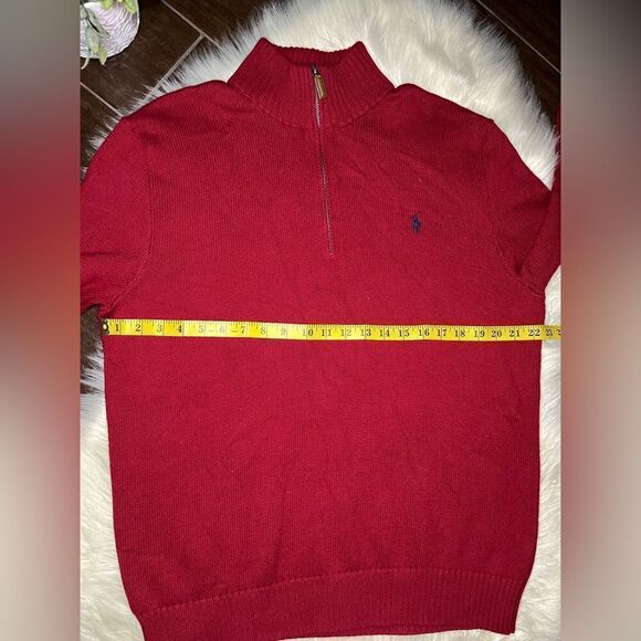 Polo Ralph Lauren Red Cotton 1/4 Zip Mock Neck Pullover Sweater sz large - Picture 5 of 7